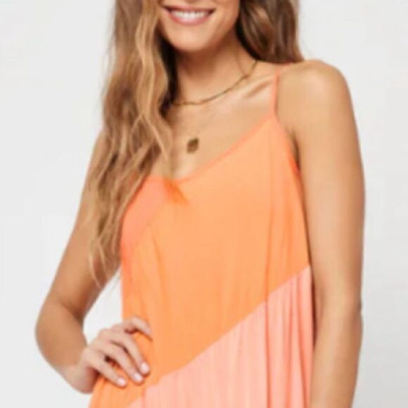 NWT L*Space Leona Maxi Dress in Peche Punch Large Revolve - Picture 3 of 13